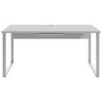 SCHREIBTISCH 70/160/75 cm  in Hellgrau, Weiß  - Silberfarben/Hellgrau, MODERN, Holzwerkstoff/Metall (70/160/75cm) - Novel