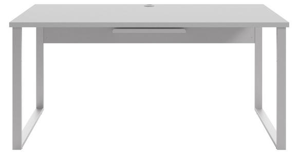 SCHREIBTISCH 70/160/75 cm  in Hellgrau, Weiß  - Silberfarben/Hellgrau, MODERN, Holzwerkstoff/Metall (70/160/75cm) - Novel