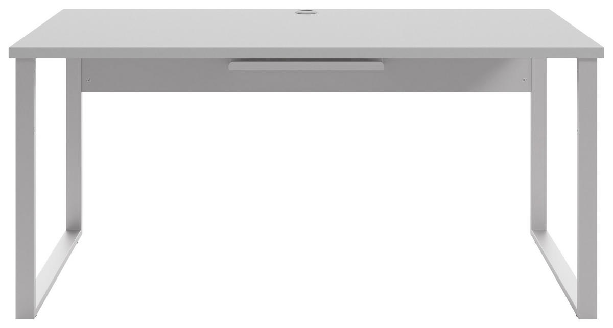 SCHREIBTISCH 70/160/75 cm  in Weiß, Hellgrau  - Silberfarben/Hellgrau, MODERN, Holzwerkstoff/Metall (70/160/75cm)