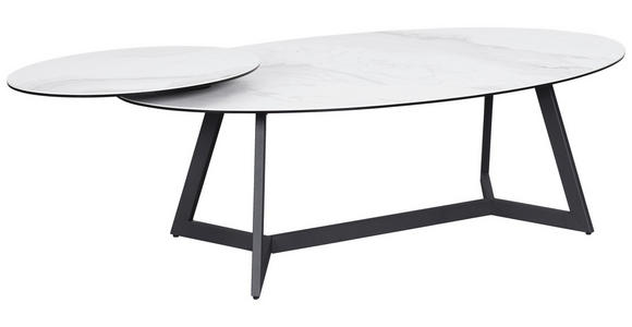 COUCHTISCH ESG 130/70/48 cm oval Anthrazit, Weiß  - Anthrazit/Weiß, Design, Glas/Keramik (130/70/48cm) - Dieter Knoll