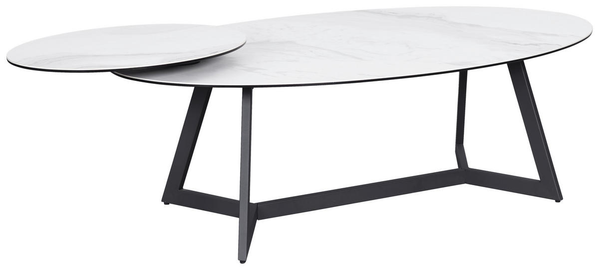 COUCHTISCH ESG 130/70/48 cm oval Anthrazit, Weiß  - Anthrazit/Weiß, Design, Glas/Keramik (130/70/48cm) - Dieter Knoll