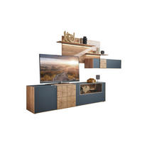 WOHNWAND  in Anthrazit, Eichefarben 327/196/49 cm  - Eichefarben/Anthrazit, Design, Glas/Holz (327/196/49cm) - Valnatura