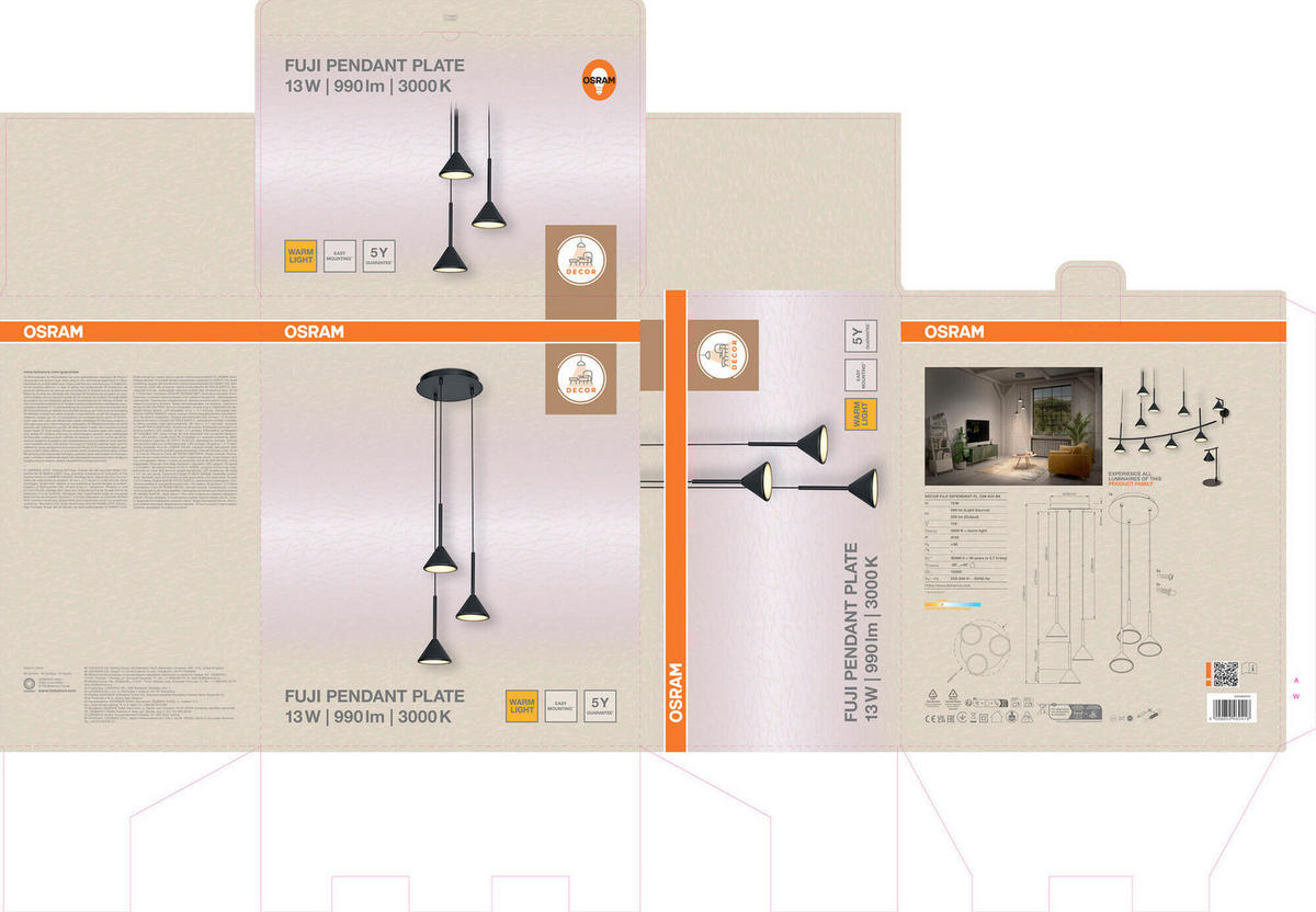 LED-HÄNGELEUCHTE 29/150 cm   - Schwarz, Basics, Metall (29/150cm) - Osram