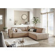 ECKSOFA in Cord Taupe  - Taupe/Schwarz, KONVENTIONELL, Kunststoff/Textil (254/224cm) - Hom`in