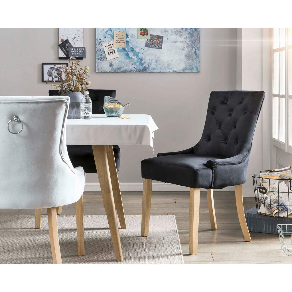 Thumbnail - Livetastic Stuhl-Set, Schwarz, Holz, Textil, eckig, 56x91x63 cm, Stühle