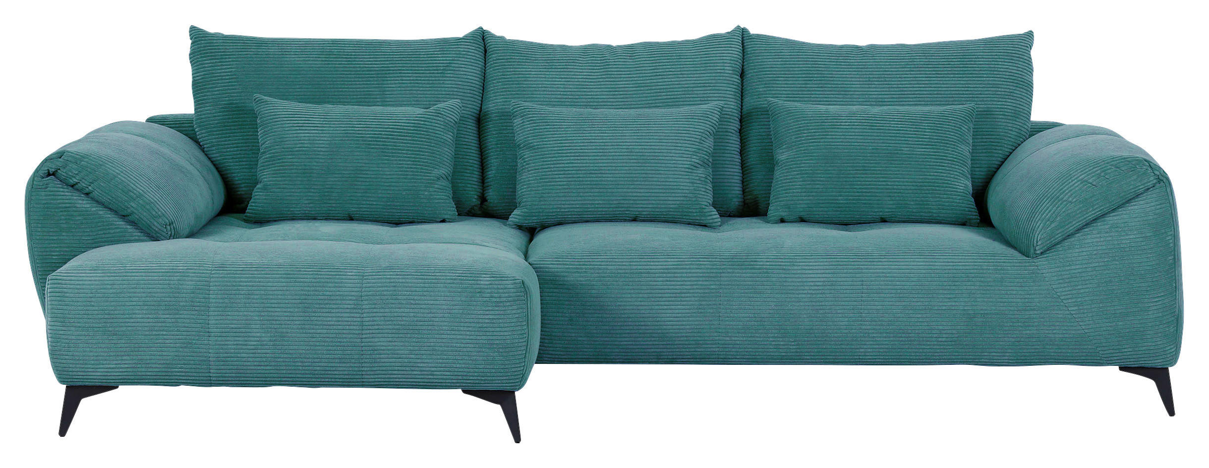 ECKSOFA in Cord Petrol  - Petrol/Schwarz, Konventionell, Textil/Metall (176/311cm) - Carryhome