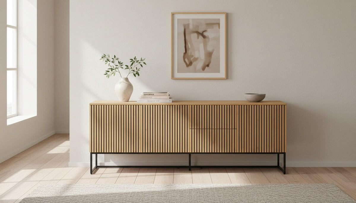 SIDEBOARD  213/80/40 cm 2 Schublade(n)  - Schwarz/Eiche Artisan, MODERN, Holzwerkstoff/Metall (213/80/40cm) - Xora