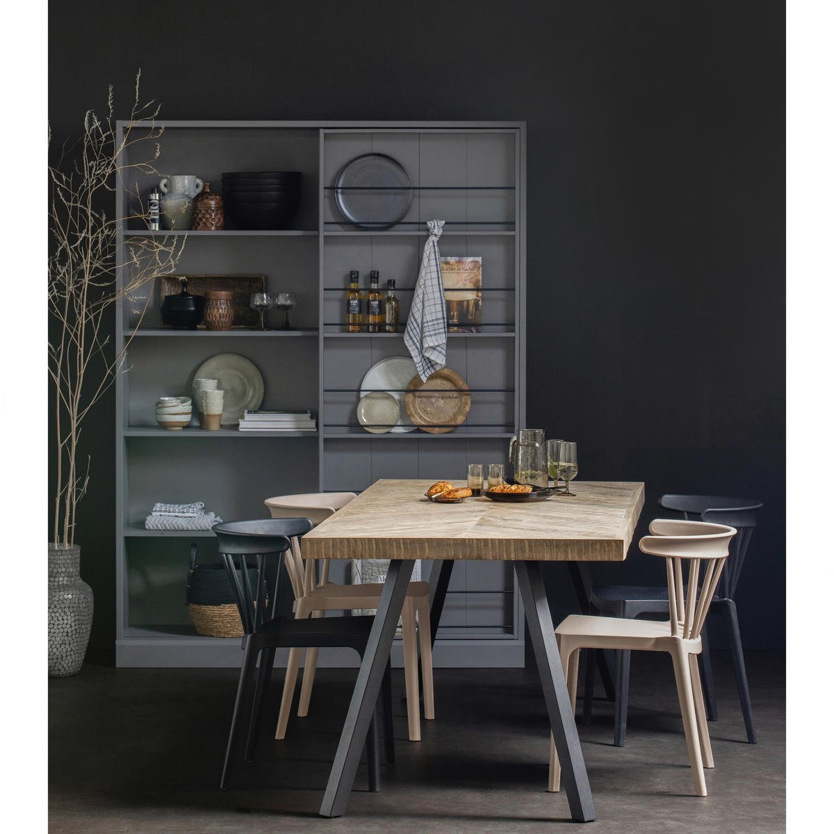 ESSTISCH Mangoholz massiv rechteckig Eichefarben  - Eichefarben/Schwarz, Design, Holz/Metall (200/90/75cm) - Livetastic