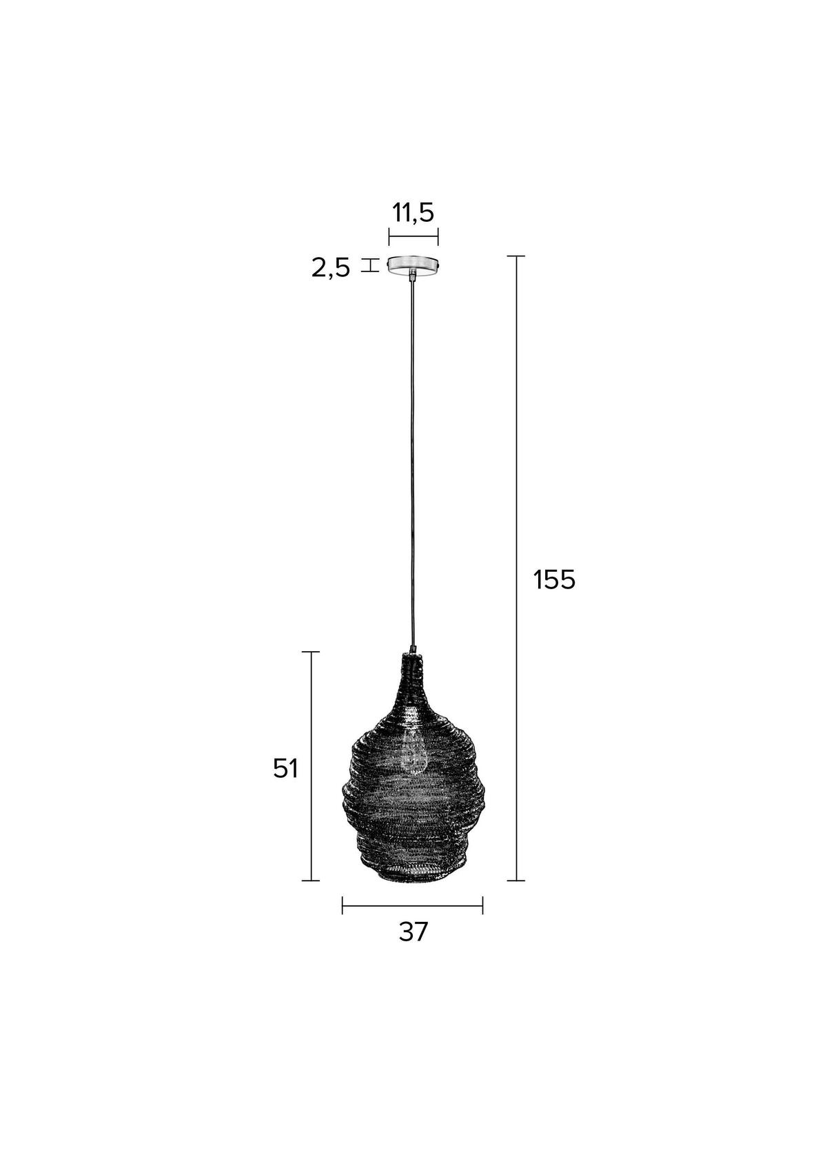 HÄNGELEUCHTE PENDANT LAMP LENA M BRASS - Messingfarben, Design, Metall (37/155cm) - Zuiver