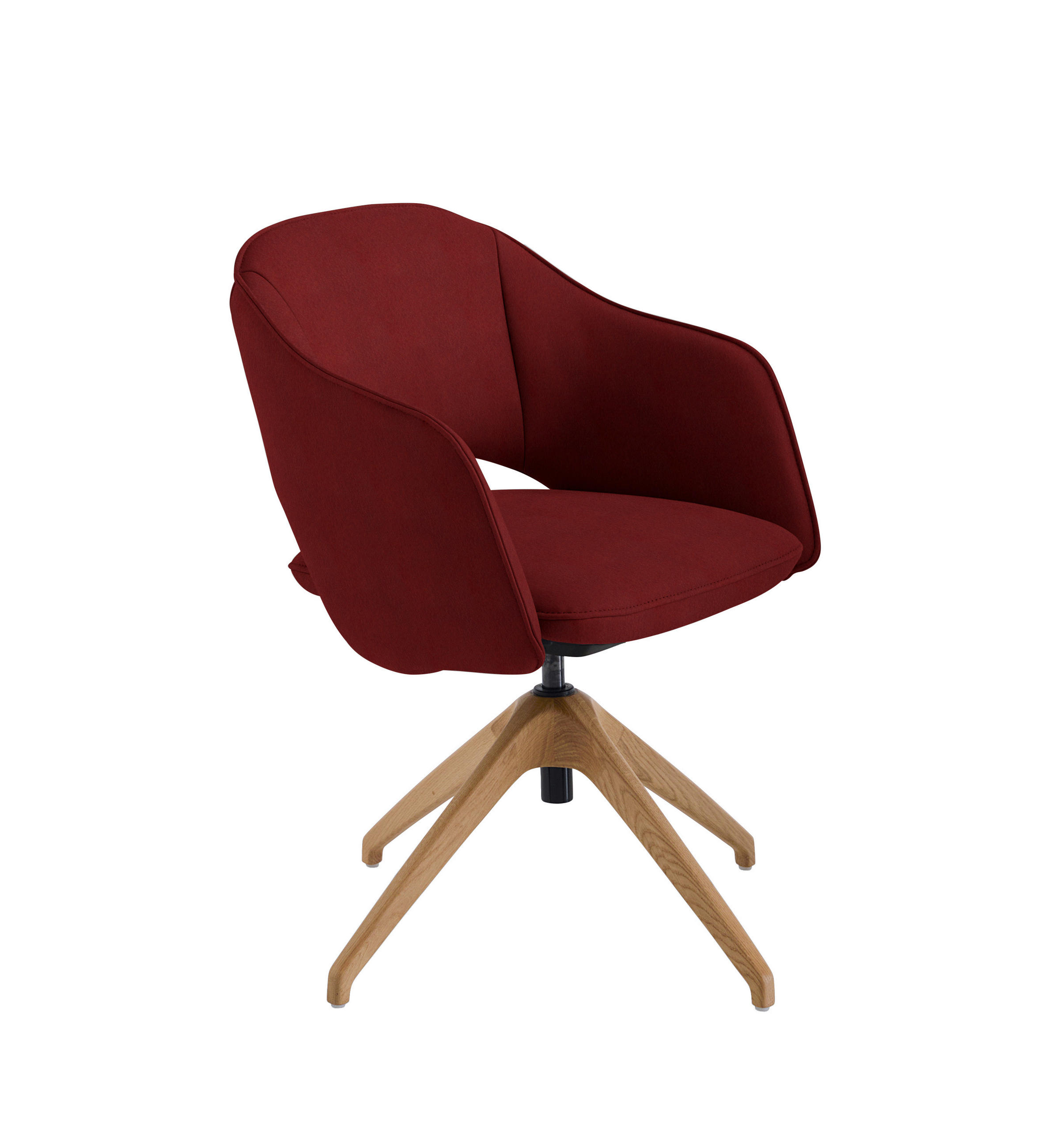 ARMLEHNSTUHL  in Echtleder naturbelassen  - Wildeiche/Bordeaux, Design, Leder/Holz (63/74-90/57-73cm) - Koinor