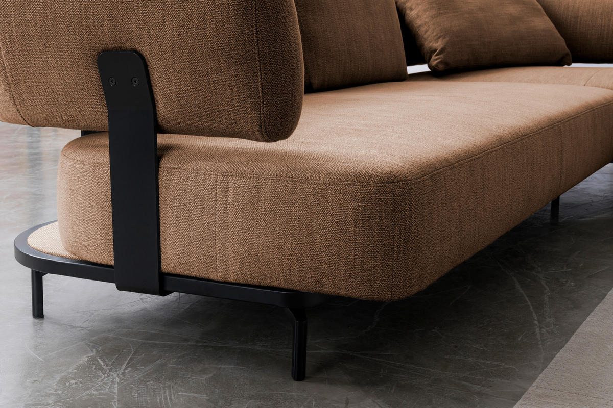 ECKSOFA in Flachgewebe Honig  - Schwarz/Honig, Design, Textil/Metall (302/237cm) - Dieter Knoll