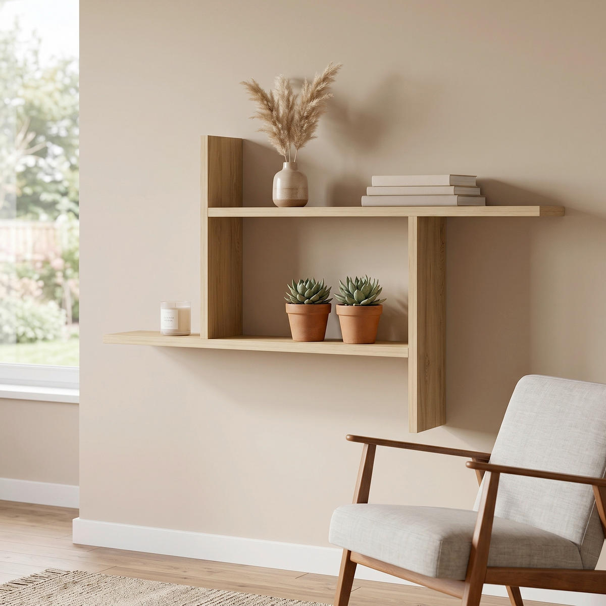 WANDREGAL  - Eichefarben, Design, Holzwerkstoff (99/55,6/14,6cm) - MID.YOU