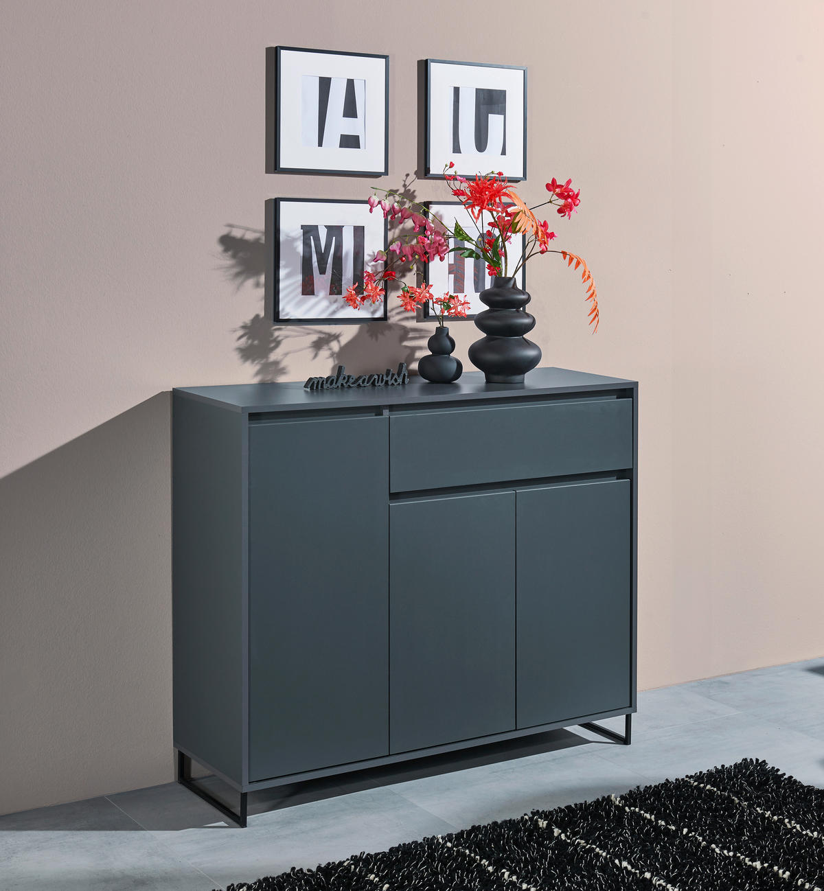 KOMODA, antracit  - antracit, Konvencionalno, leseni material (118/103/38cm) - MID.YOU