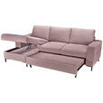 ECKSOFA Altrosa Cord  - Schwarz/Altrosa, KONVENTIONELL, Textil/Metall (150/240cm) - Carryhome