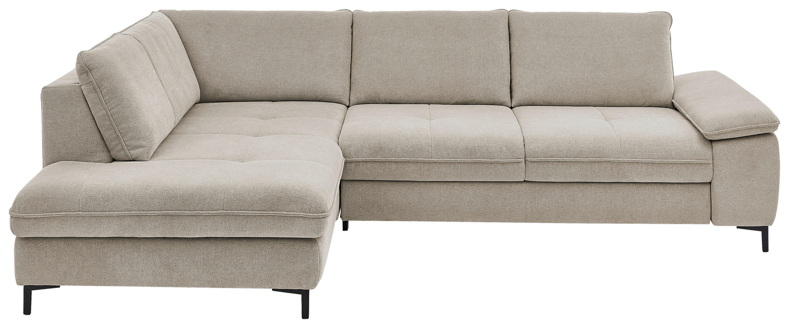 ECKSOFA  in Flachgewebe Sandfarben  214/308 cm  - Sandfarben/Schwarz, Design, Textil/Metall (214/308cm) - Beldomo Speed