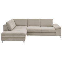 ECKSOFA  in Flachgewebe Sandfarben  214/308 cm  - Sandfarben/Schwarz, Design, Textil/Metall (214/308cm) - Beldomo Speed