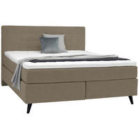 BOXSPRINGBETT 200/200 cm  in Graubraun  - Graubraun/Schwarz, Konventionell, Holz/Textil (200/200cm) - Voleo