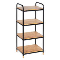 BADEZIMMERREGAL 42/95/34 cm  - Schwarz/Braun, Basics, Holz/Metall (42/95/34cm) - Wenko