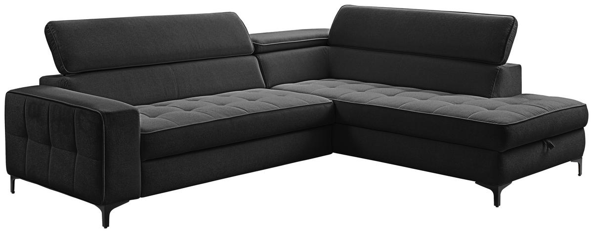 ECKSOFA  in Struktur Anthrazit  251/203 cm  - Anthrazit/Schwarz, Design, Textil/Metall (251/203cm) - MID.YOU