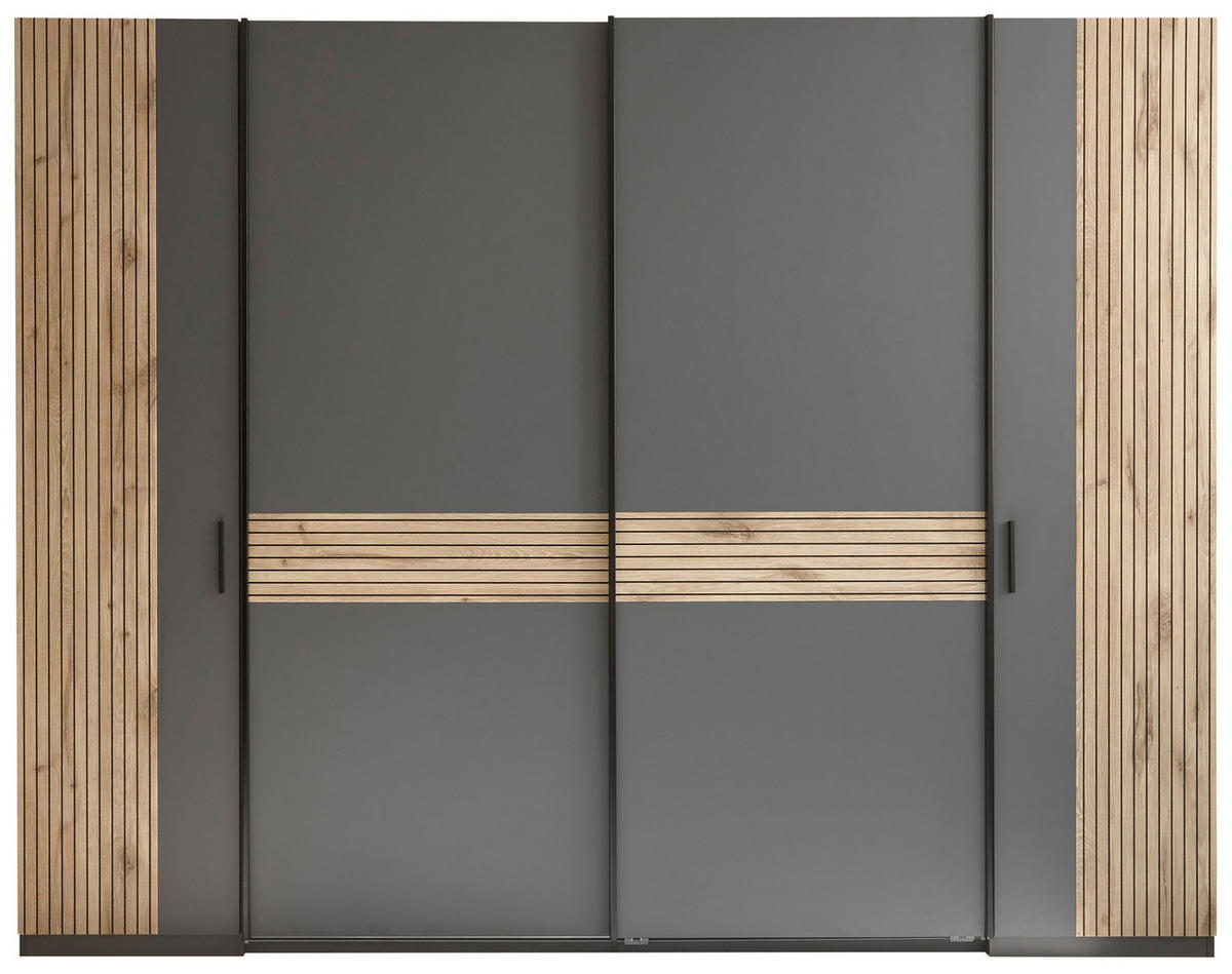 ORMAR ZA ODJEĆU boje grafita, boje hrasta   - boje grafita/boje hrasta, Moderno, drvni materijal/metal (267/210/60,4cm)