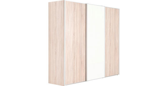 SCHWEBETÜRENSCHRANK 249/222/68 cm 3-türig  - Alufarben/Sonoma Eiche, KONVENTIONELL, Glas/Holzwerkstoff (249/222/68cm) - Moderano