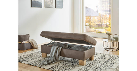 HOCKER Mikrofaser Braun - Beige/Braun, KONVENTIONELL, Holz/Textil (130/47/65cm) - Voleo