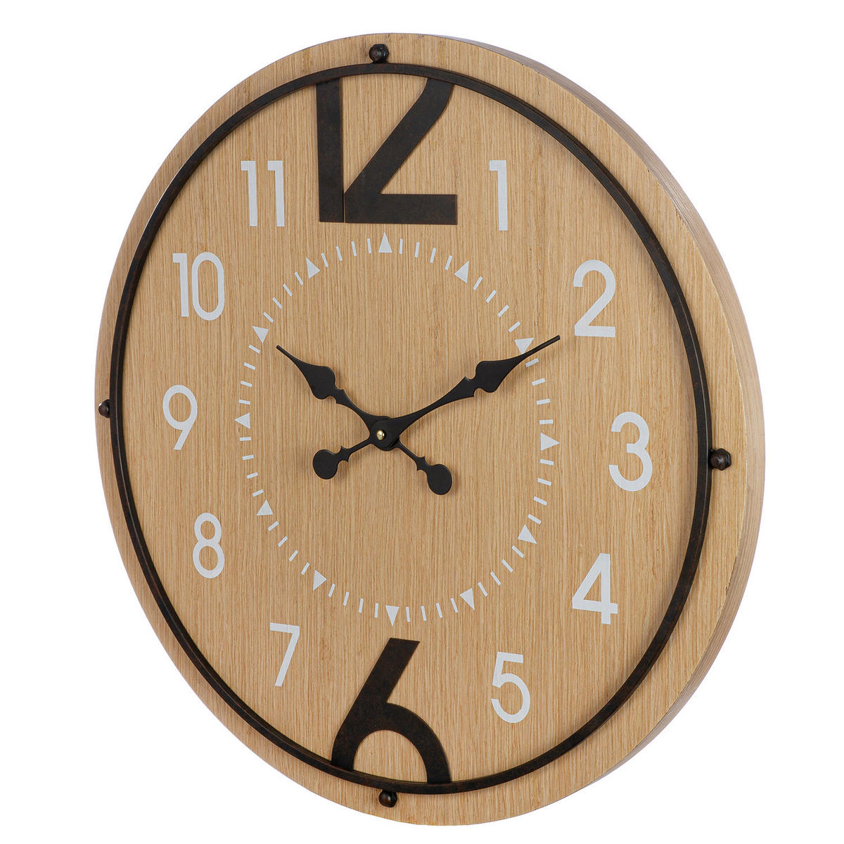 WANDUHR JONESTOWN Schwarz, Weiß, Hellbraun  - Hellbraun/Schwarz, Basics, Holzwerkstoff/Metall (60/4cm)
