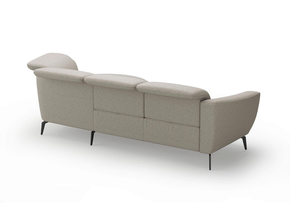 ECKSOFA in Flachgewebe Taupe  309/199 cm  - Taupe/Schwarz, KONVENTIONELL, Textil/Metall (309/199cm) - Sit & More