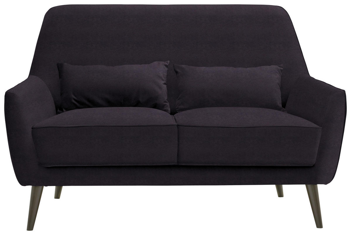 2-SITZER-SOFA in Mikrofaser Dunkelgrau  - Dunkelgrau/Schwarz, Trend, Holz/Textil (135/86/80cm) - Carryhome