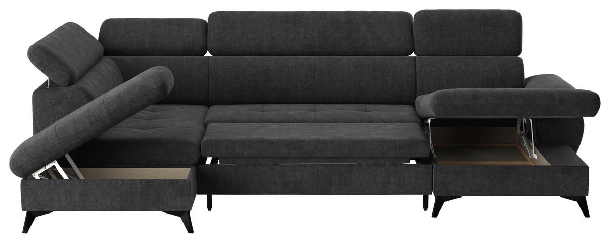 WOHNLANDSCHAFT in Dunkelgrau  - Schlammfarben/Dunkelgrau, Textil/Metall (207/324/166cm) - MID.YOU