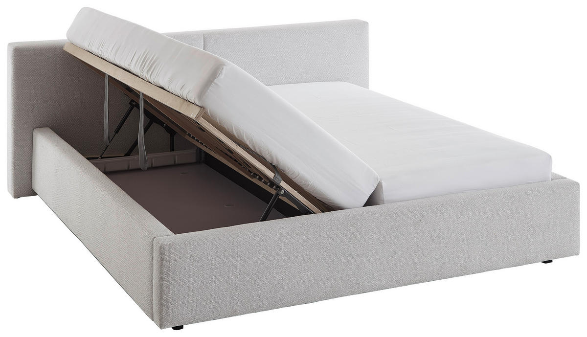 POLSTERBETT 160/200 cm  in Hellgrau  - Hellgrau, Basics, Holz/Textil (160/200cm) - Boxxx
