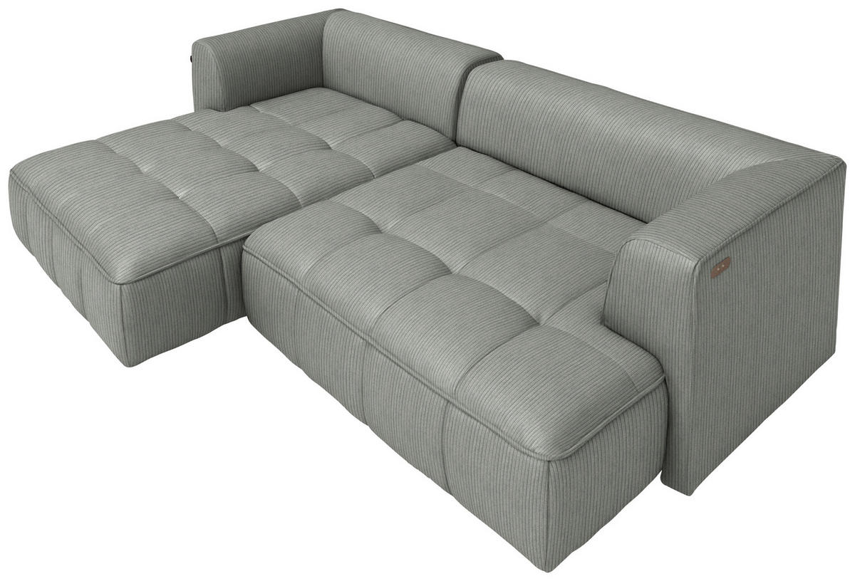 ECKSOFA Feincord Grau  - Schwarz/Grau, Design, Kunststoff/Textil (188/288cm) - Welnova