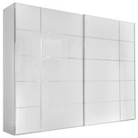 SCHWEBETÜRENSCHRANK 282/222/68 cm,  in Weiß, 2 Tür(en)  - Chromfarben/Weiß, KONVENTIONELL, Glas/Holzwerkstoff (282/222/68cm) - Dieter Knoll