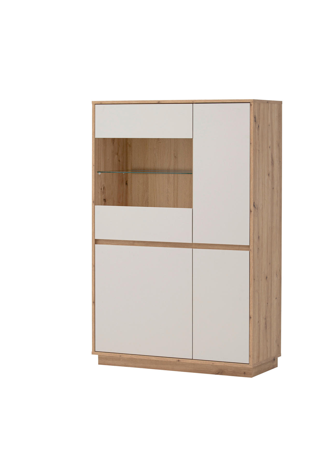 VITRINE  in Kaschmir, Eiche Artisan - Kaschmir/Eiche Artisan, Design, Glas/Holzwerkstoff (75/144/40cm) - MID.YOU