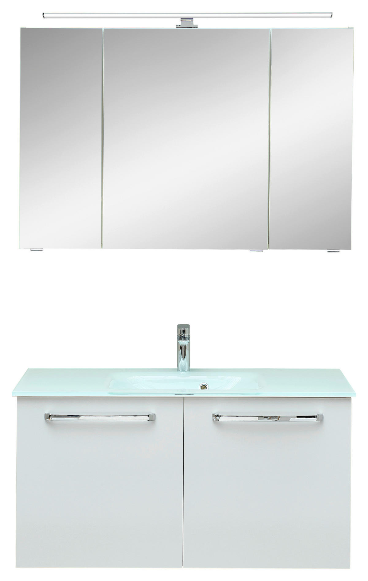 BADEZIMMER 3-teilig  in 105 cm  - Chromfarben/Weiß, KONVENTIONELL, Glas/Holzwerkstoff (105cm) - Xora