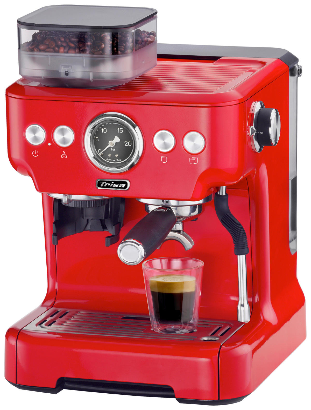 ESPRESSOMASCHINE BARISTA PLUS  - Rot, Konventionell, Metall (28/41/33cm) - Trisa Electronics