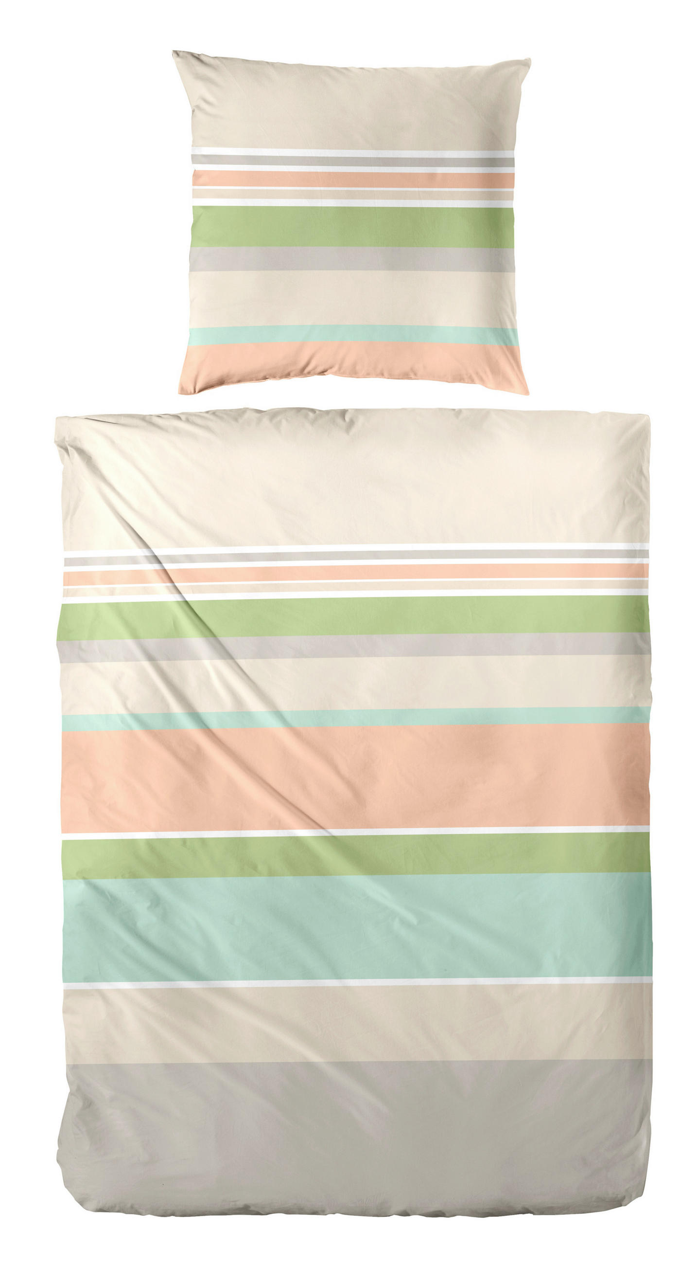 BETTWÄSCHE Makosatin 155/220 cm  - Beige/Hellgrau, Basics, Textil (155/220cm)