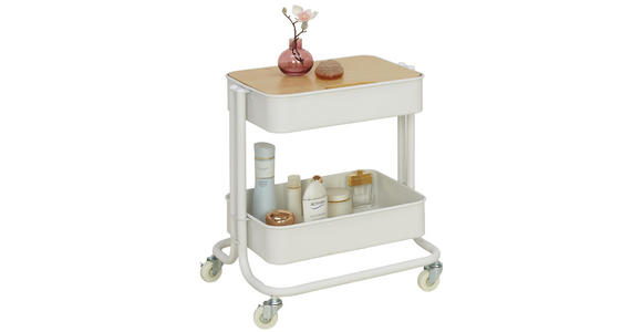 SERVIERWAGEN in Weiß, Eichefarben - Eichefarben/Weiß, Design, Holzwerkstoff/Kunststoff (43/49,5/35cm) - Carryhome