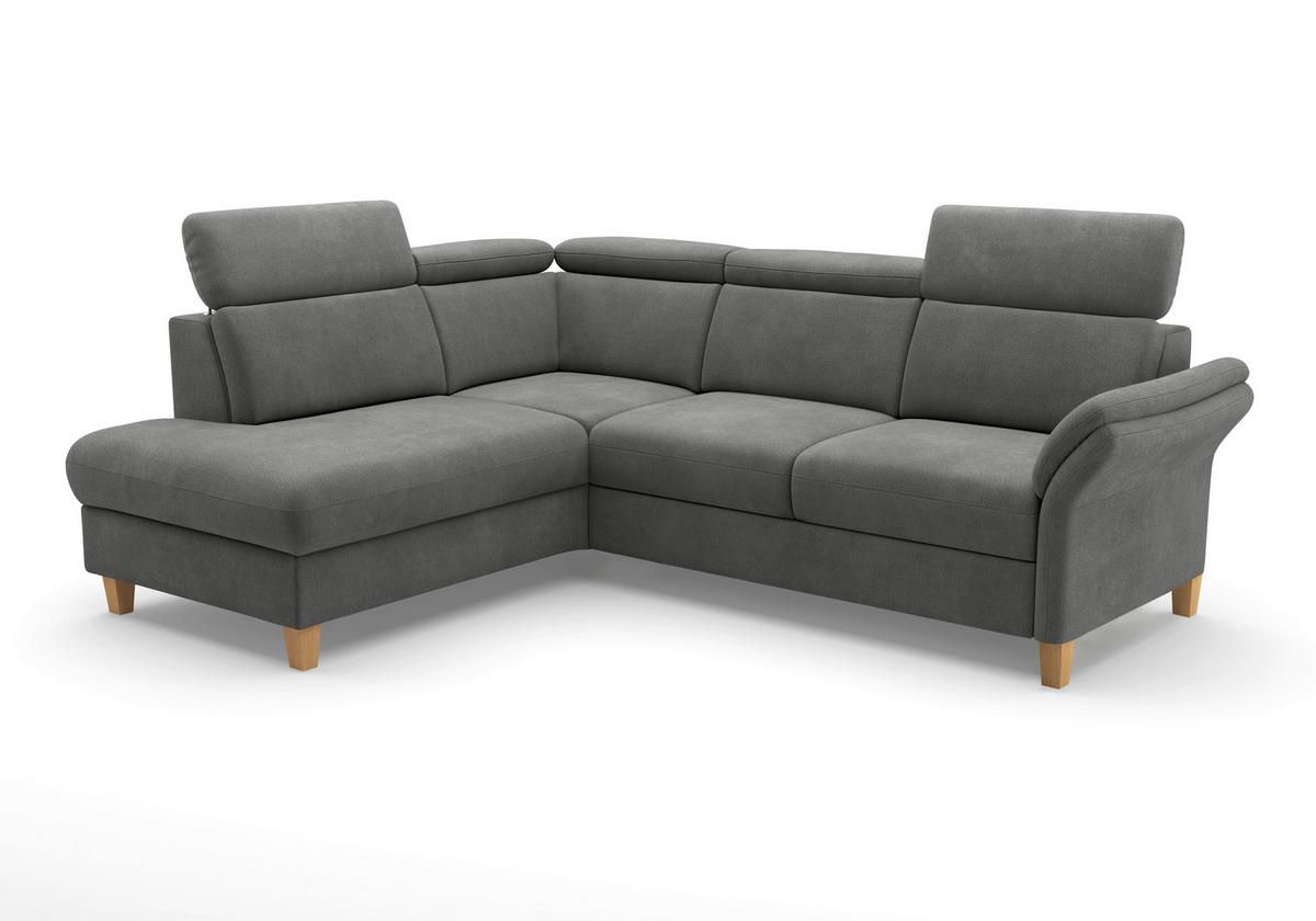 ECKSOFA GLENDALE E Grau Flachgewebe  - Eichefarben/Grau, KONVENTIONELL, Holz/Textil (193/247cm) - Sit & More