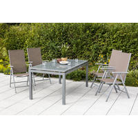 GARTENKLAPPSESSEL-SET Aluminium Taupe  - Taupe/Silberfarben, ROMANTIK / LANDHAUS, Textil/Metall (57/108/65cm) - Gardenson