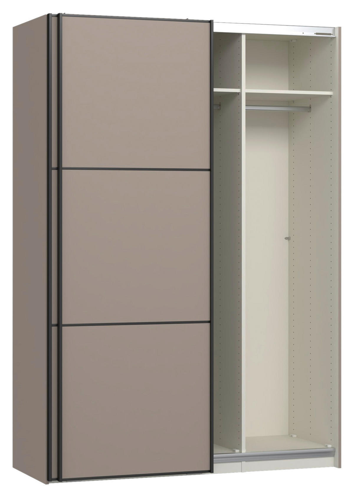 SCHWEBETÜRENSCHRANK 152/220/65 cm 2-türig Hellbraun  - Hellbraun/Schwarz, Design, Holzwerkstoff/Metall (152/220/65cm) - Jutzler