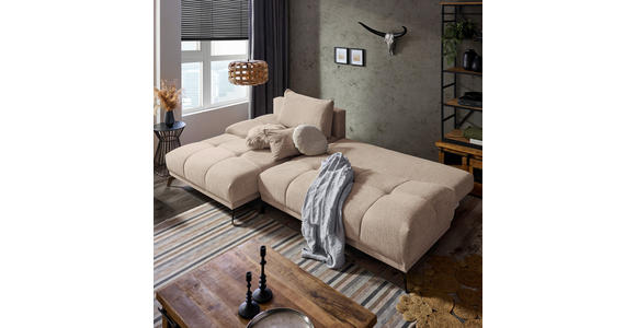 ECKSOFA in Chenille Beige  - Beige/Schwarz, MODERN, Textil/Metall (182/290cm) - Hom`in