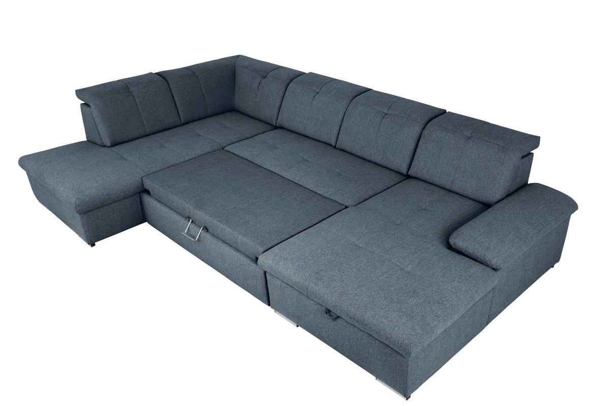 WOHNLANDSCHAFT in Dunkelblau  - Dunkelblau/Grau, Design, Textil/Metall (215/328/173cm) - MID.YOU
