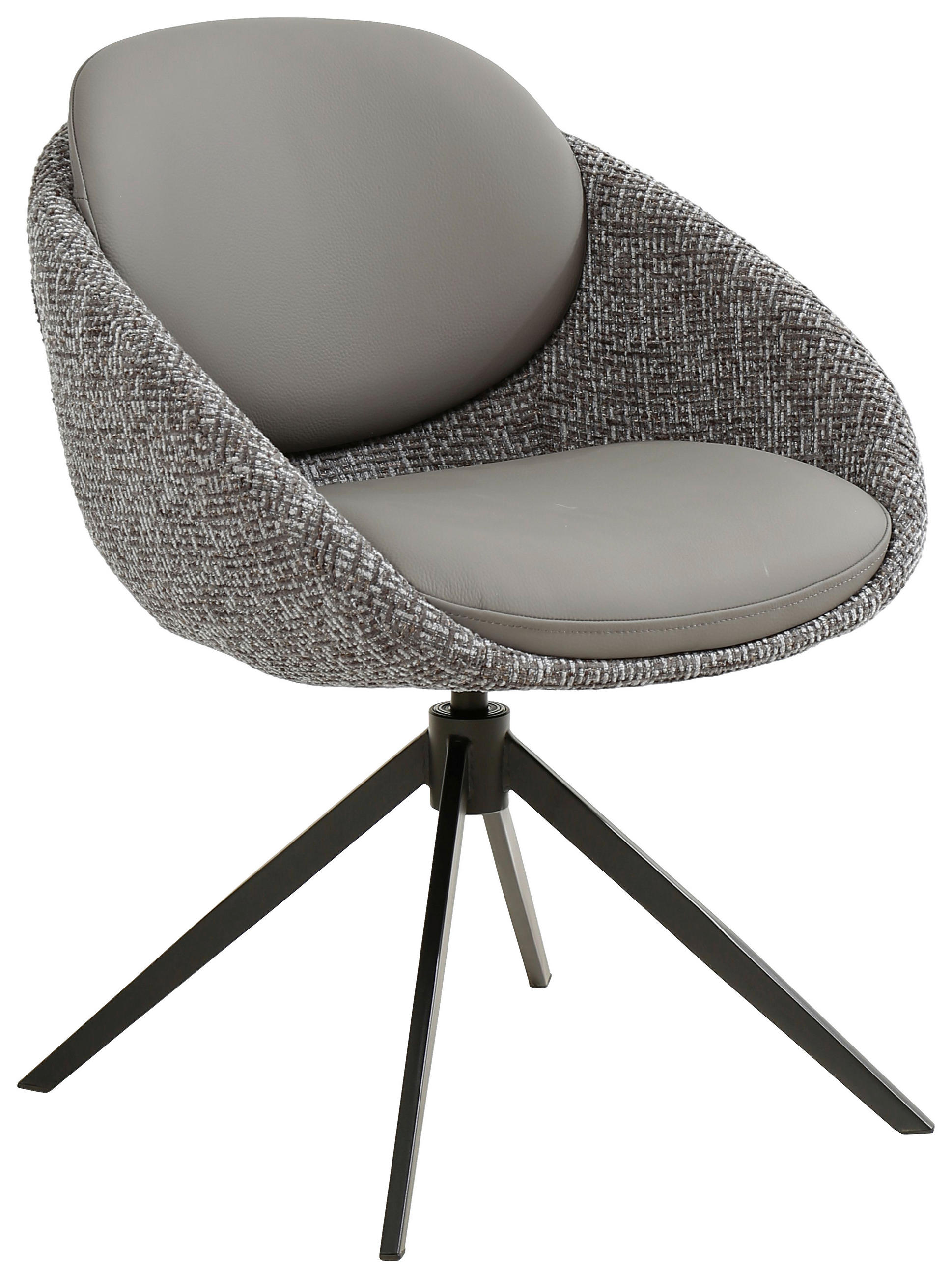 Scaun Cu Brațe din metal, textil, piele, gri, negru, kaki