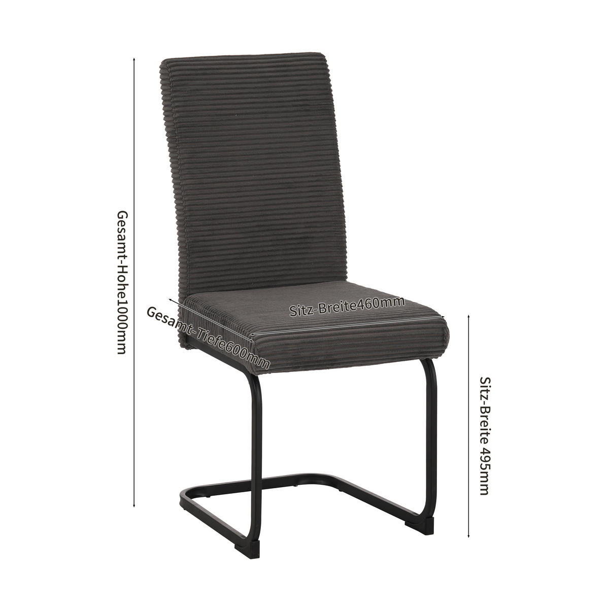 SCHWINGSTUHL   Mikrofaser  - Schwarz/Grau, MODERN, Textil/Metall (46/100/61cm) - MID.YOU