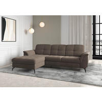 ECKSOFA ZORA E Dunkelbraun Flachgewebe  - Dunkelbraun/Schwarz, MODERN, Textil/Metall (164/262cm) - Sit & More