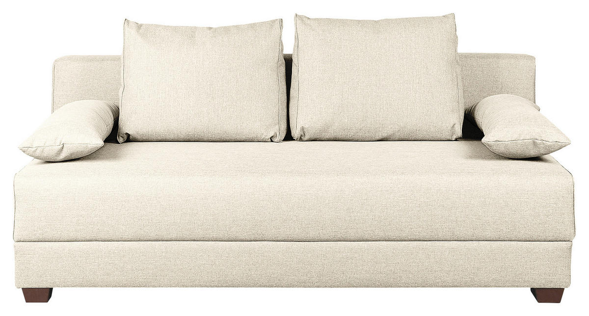 SCHLAFSOFA in Webstoff Creme  - Dunkelbraun/Creme, Design, Holz/Textil (202/85/110cm) - MID.YOU