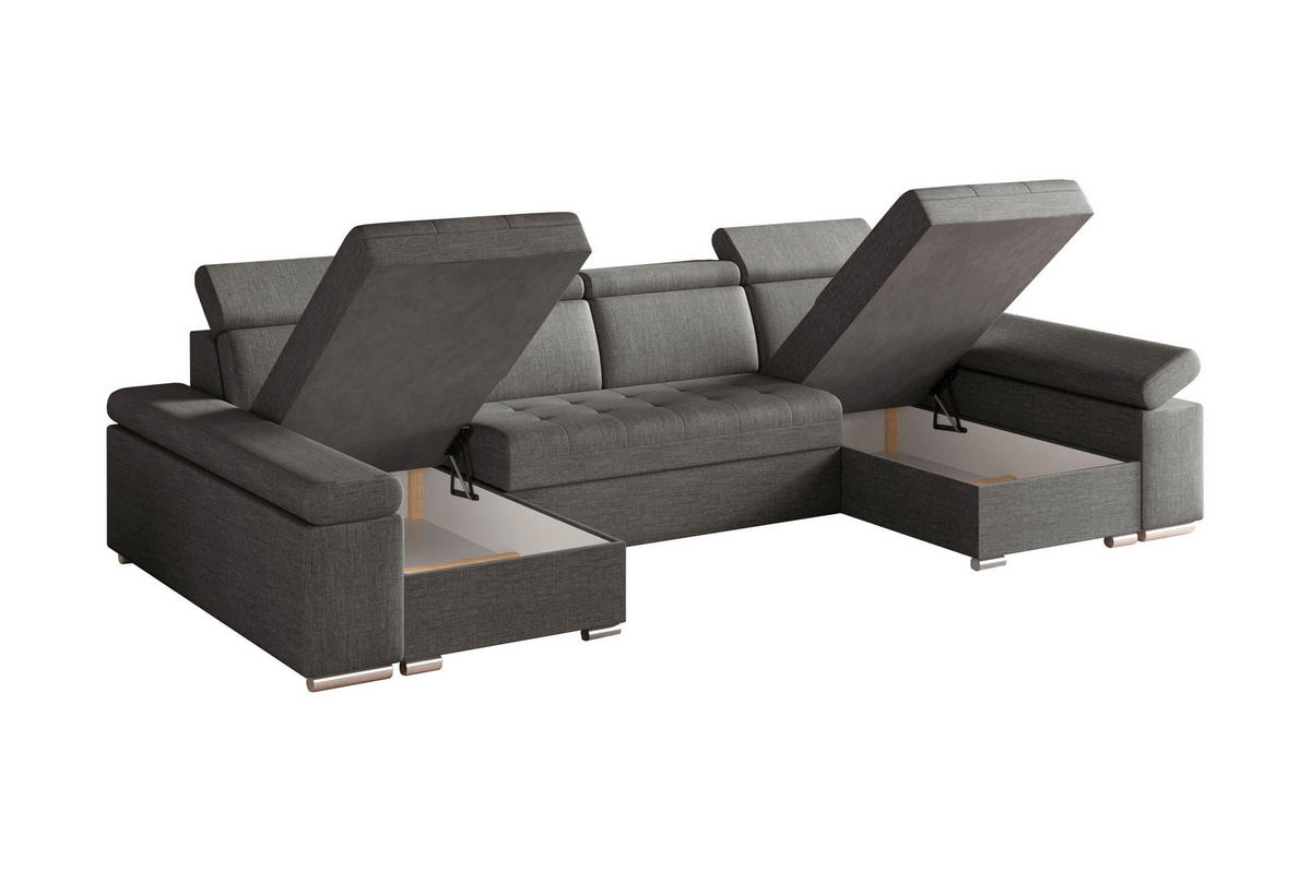 WOHNLANDSCHAFT TORONTO U Grau Webstoff  - Silberfarben/Grau, Design, Textil (168/330/168cm) - MID.YOU
