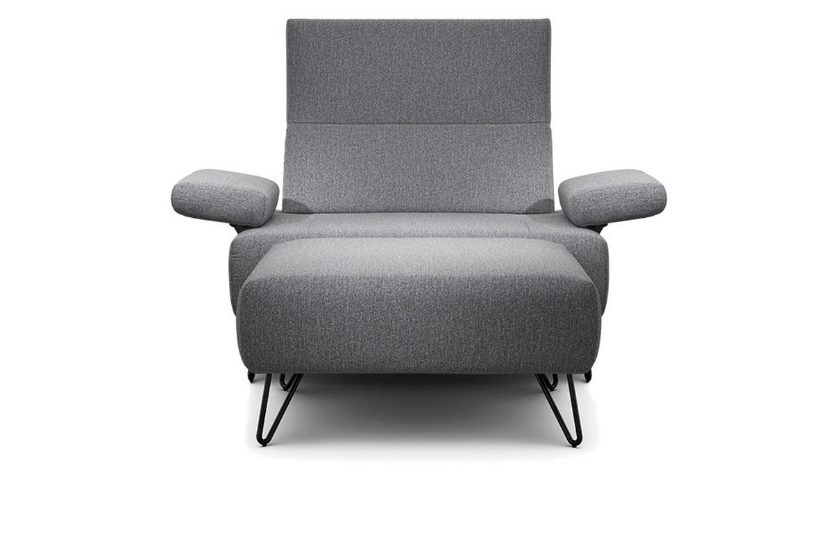 SESSELSET in Chenille Anthrazit  - Anthrazit/Schwarz, Design, Textil/Metall (114-142/85/86-94cm) - SENSOO