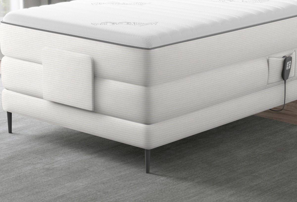 BOXSPRINGBETT 100/200 cm  in Creme  - Creme/Schwarz, Natur, Textil/Metall (100/200cm) - Esposa
